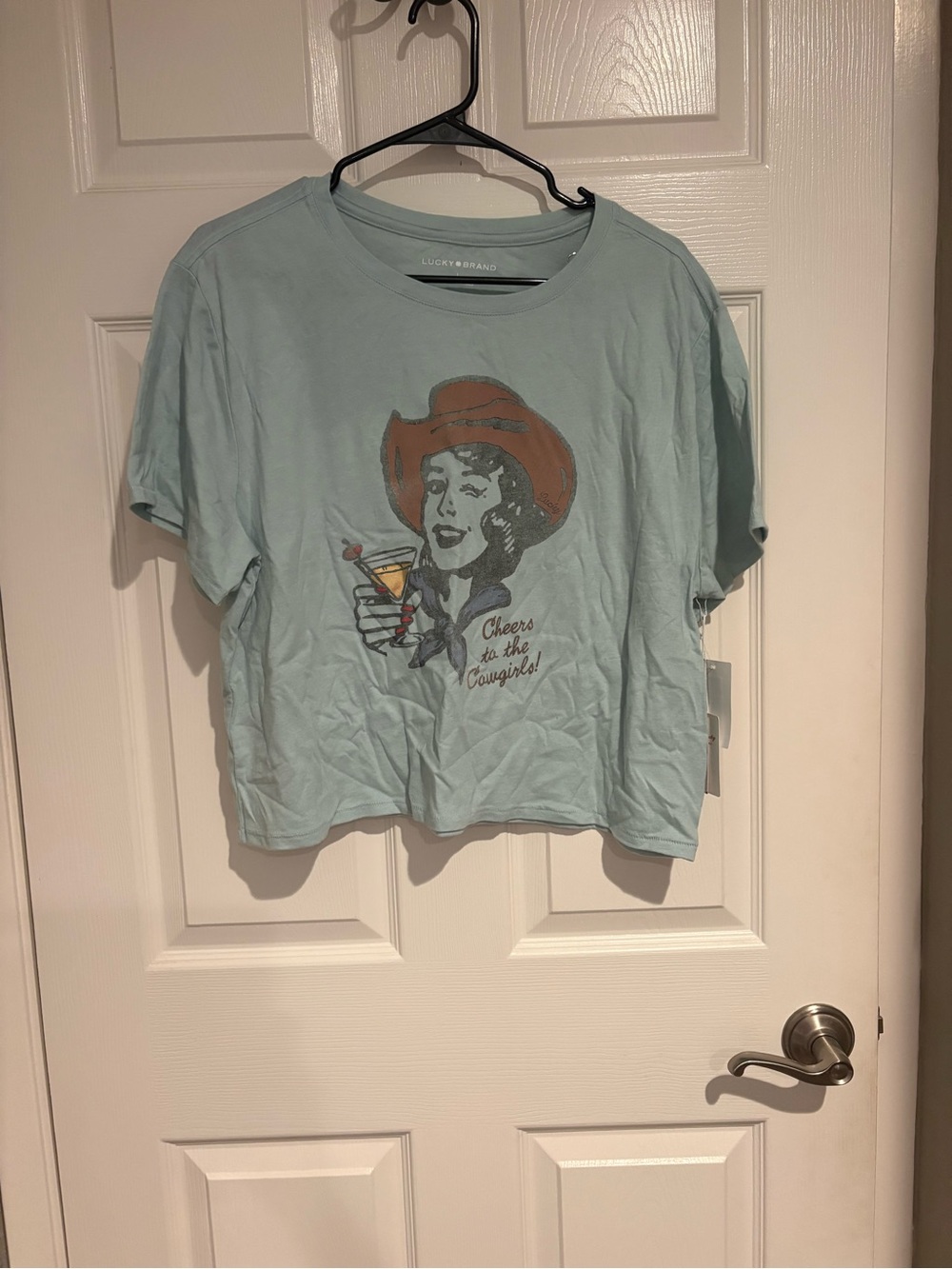 Lucky Brand Light Blue Retro Cowgirl Graphic Tee